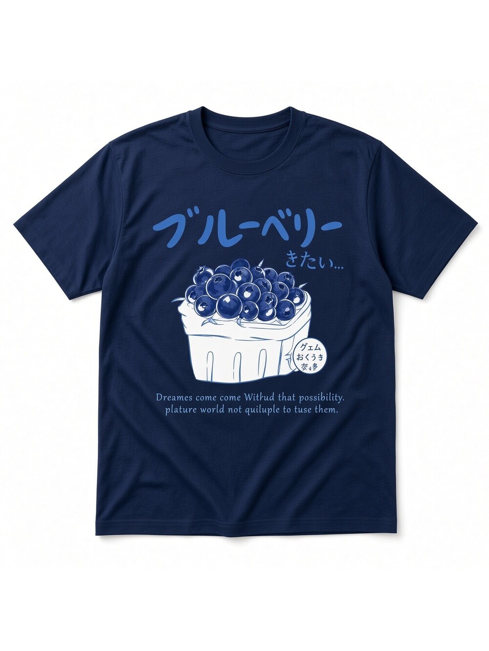 Blueberry Japanese 4pcs 10" DTF Transfer Cute Fruit Basket Graphic